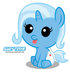 Size: 4720x4863 | Tagged: safe, artist:austiniousi, trixie, pony, g4, absurd resolution, baby, baby pony, diaper, foal