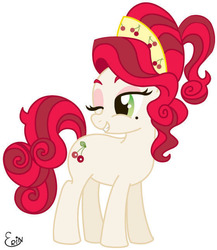 Size: 560x645 | Tagged: safe, artist:elm-chan, cherry jubilee, pony, g4, female, simple background, solo, vector, white background, wink