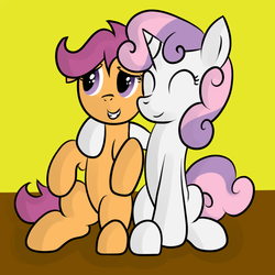 Size: 700x700 | Tagged: safe, scootaloo, sweetie belle, g4, female, lesbian, ship:scootabelle, shipping