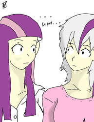 Size: 612x792 | Tagged: safe, artist:inuyuru, twilight, twilight sparkle, human, g4, duo, humanized