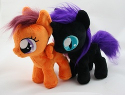 Size: 500x380 | Tagged: safe, artist:babylondonstar, scootaloo, oc, oc:nyx, g4, irl, photo, plushie