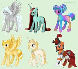 Size: 900x803 | Tagged: safe, artist:snakehands, oc, oc only, earth pony, pegasus, pony, unicorn, bracelet, earring, hair chain, locket, ring, steampunk