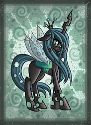 Size: 1900x2600 | Tagged: safe, artist:raptor007, queen chrysalis, changeling, changeling queen, g4, crown, female, jewelry, profile, regalia, solo