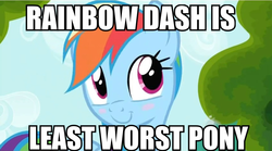 Size: 960x535 | Tagged: safe, rainbow dash, g4, image macro, not worst pony, text