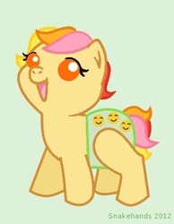 Size: 280x360 | Tagged: safe, artist:snakehands, oc, oc only, earth pony, pony, autumn, baby, baby pony, diaper