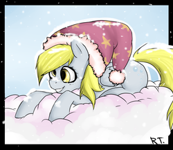 Size: 2300x2000 | Tagged: safe, artist:sonatatravina, derpy hooves, pegasus, pony, g4, female, hat, mare, santa hat, solo