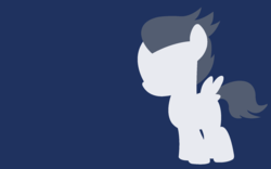 Size: 1920x1200 | Tagged: safe, artist:darkzero-the-lemming, rumble, pegasus, pony, g4, blank flank, blue background, colt, foal, hat, hooves, lineless, male, minimalist, simple background, solo, spread wings, wallpaper, wings