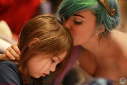 Size: 960x640 | Tagged: safe, artist:cessatia, princess celestia, human, g4, child, cosplay, irl, irl human, kiss on the head, photo