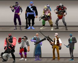Size: 1024x836 | Tagged: safe, discord, gilda, king sombra, nightmare moon, queen chrysalis, tirac, changeling, diamond dog, g1, g4, barely pony related, demoman, demoman (tf2), engineer, engineer (tf2), heavy (tf2), medic, medic (tf2), mod, pyro (tf2), scout (tf2), shadowbolts, sniper, sniper (tf2), soldier, soldier (tf2), spy, spy (tf2), team fortress 2