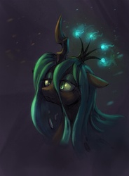 Size: 647x881 | Tagged: dead source, safe, artist:discommunicator, artist:grissaecrim, queen chrysalis, g4, bust, female, portrait, solo