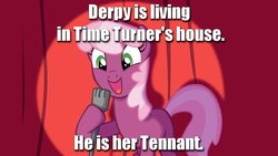 Size: 1000x563 | Tagged: safe, cheerilee, derpy hooves, doctor whooves, time turner, pegasus, pony, g4, cheerilee pun, exploitable meme, female, mare, meme, pun