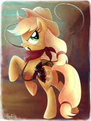 Size: 1192x1594 | Tagged: safe, artist:yulyeen, applejack, g4, applebutt, appleidiot, butt, cowgirl, gun, loserville, pistol, plot, revolver, solo