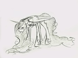 Size: 1932x1435 | Tagged: safe, artist:twinkleturtle, princess celestia, pony, g4, crying, depressedia, female, sad, sketch, solo