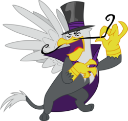 Size: 918x871 | Tagged: safe, artist:mattyhex, gustave le grande, griffon, g4, mmmystery on the friendship express, antagonist, cloak, clothes, hat, laughing, maniacal laugh, moustache, muahaha!, simple background, top hat, transparent background, vector