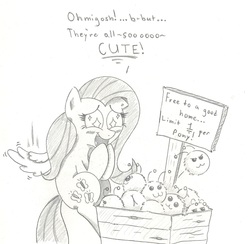 Size: 2241x2189 | Tagged: safe, artist:doccobb, fluttershy, pegasus, pony, g4, blushing, female, mare, monochrome