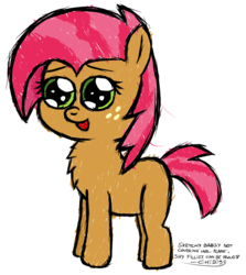 Size: 1024x1147 | Tagged: safe, artist:chibi95, babs seed, earth pony, pony, g4, chest fluff, female, filly, foal, simple background, solo, transparent background