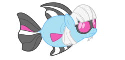 Size: 1529x736 | Tagged: safe, artist:skiddlezizkewl, photo finish, fish, g4, female, fishified, photo finnish, photo fish, simple background, solo, species swap, transparent background