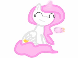 Size: 1024x768 | Tagged: safe, artist:flutterfudge, princess celestia, pony, g4, female, filly, solo, tea