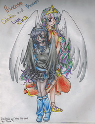 Size: 2479x3229 | Tagged: safe, artist:crystalrainbow8, princess celestia, princess luna, human, g4, humanized, winged humanization