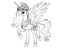 Size: 3300x2550 | Tagged: safe, artist:steppinondabeat, princess celestia, alicorn, pony, g4, male, monochrome, prince solaris, rule 63, sketch, stallion