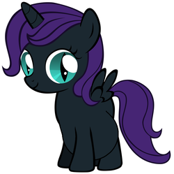 Size: 877x875 | Tagged: safe, artist:unfiltered-n, oc, oc only, oc:nyx, alicorn, pony, female, filly, looking at you, pregnant, pregnant edit, pregnant foal, smiling, solo