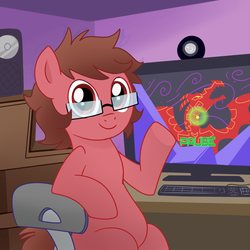 Size: 1500x1500 | Tagged: safe, artist:madmax, oc, oc:vronboy, belly, glasses, ponified