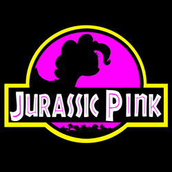 Size: 500x500 | Tagged: dead source, safe, artist:josephaconite, pinkie pie, earth pony, pony, g4, black background, female, jurassic park, mare, pun, reference, silhouette, simple background, solo, title