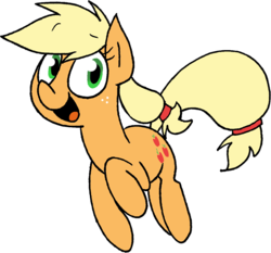 Size: 1163x1085 | Tagged: safe, artist:strangiesleepy, applejack, earth pony, pony, g4, female, looking at you, running, simple background, solo