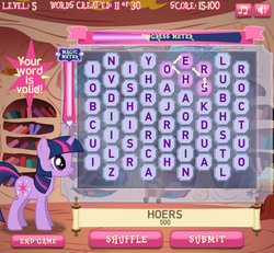 Size: 649x600 | Tagged: safe, twilight sparkle, g4, female, game, hoers, twilight sparkle's magical mysteries