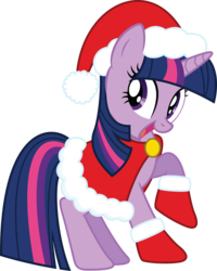 Size: 6132x7665 | Tagged: safe, artist:quanno3, twilight sparkle, pony, g4, absurd resolution, cape, christmas, clothes, female, gloves, hat, santa costume, santa hat, simple background, solo, transparent background, vector