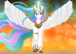 Size: 3000x2121 | Tagged: safe, artist:azzu-nyan, princess celestia, pony, g4, female, jewelry, regalia, solo, stars