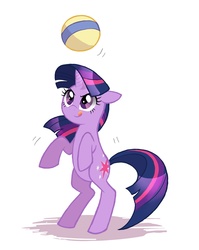 Size: 875x1100 | Tagged: safe, artist:author-chan, gameloft, twilight sparkle, pony, unicorn, g4, ball, cute, female, mare, rearing, simple background, solo, tongue out, twiabetes, unicorn twilight, white background