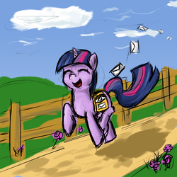 Size: 1200x1200 | Tagged: safe, artist:rainbowgambler, twilight sparkle, g4, mail, solo