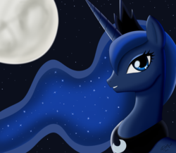 Size: 2500x2166 | Tagged: safe, artist:warfost, princess luna, pony, g4, bust, female, moon, paint tool sai, portrait, solo