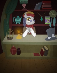 Size: 1414x1800 | Tagged: safe, uncle curio, g4, bust, candle, clothes, glasses, hooves together, looking at you, solo