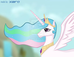 Size: 1024x787 | Tagged: dead source, safe, artist:saugandh, princess celestia, pony, g4, deviantart watermark, female, obtrusive watermark, solo, watermark