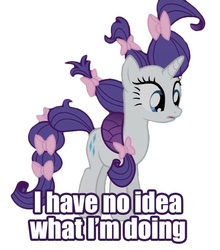 Size: 603x684 | Tagged: safe, rarity, g4, caption, i have no idea what i'm doing, image macro, meme, solo