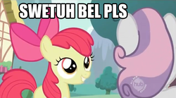 Size: 500x277 | Tagged: safe, apple bloom, sweetie belle, g4, dolan, image macro