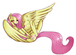 Size: 631x456 | Tagged: safe, artist:chimaerok, fluttershy, pony, g4, female, laughing, solo