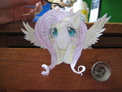 Size: 500x375 | Tagged: safe, fluttershy, pegasus, pony, g4, female, mare, papercraft, photo, solo, spread wings, wings