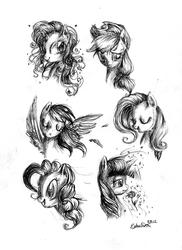 Size: 1189x1629 | Tagged: safe, artist:my-magic-dream, applejack, fluttershy, pinkie pie, rainbow dash, rarity, twilight sparkle, g4, expressions, mane six, sketch