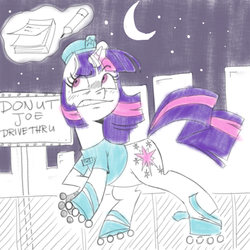 Size: 622x621 | Tagged: safe, artist:kevinsano, twilight sparkle, pony, g4, 30 minute art challenge, female, roller skates, solo