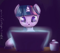 Size: 1280x1144 | Tagged: safe, artist:1vladislav, twilight sparkle, pony, g4, 30 minute art challenge, computer, female, laptop computer, solo