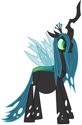 Size: 1038x1588 | Tagged: safe, queen chrysalis, changeling, changeling queen, g4, female, pregnant, pregnant edit, queen pregalis, simple background, solo, white background