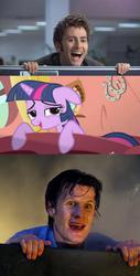 Size: 391x768 | Tagged: safe, twilight sparkle, human, g4, david tennant, doctor who, eleventh doctor, irl, matt smith, meme, photo, tenth doctor