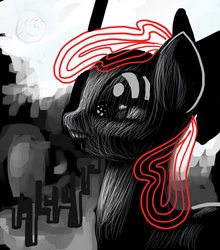 Size: 1024x1161 | Tagged: safe, artist:docwario, apple bloom, g4, neo noir, partial color, side view, solo