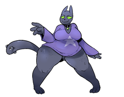 Size: 892x696 | Tagged: safe, artist:mangneto, rover, diamond dog, g4, bottomless, breasts, clothes, fat, female, female diamond dog, femrover, freckles, partial nudity, rule 63, shirt, simple background, solo, sweat, sweatdrop, white background