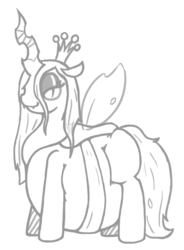 Size: 625x848 | Tagged: safe, artist:queenfrau, queen chrysalis, g4, belly, chunkling, chunkling queen, fat, queen chrysalard