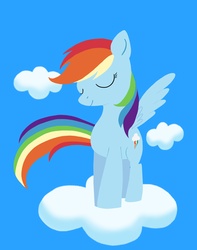 Size: 4500x5700 | Tagged: safe, artist:disneygirl52, rainbow dash, g4, absurd resolution, blue background, cloud, simple background