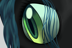 Size: 995x661 | Tagged: safe, artist:ragingsemi, queen chrysalis, changeling, changeling queen, g4, eye, female, green eye, green hair